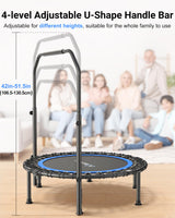 ANCHEER 40" Foldable Rebounder Trampoline for Adults/Kids with Resistance Bands and Bungees, Fitness Home, Indoor & Outdoor Mini Trampoline with Bar and Safety Padding - Max Load 330lbs (Blue) ANCHEER