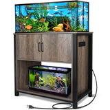 BEURUKU 40 Gallon Tank Stand with Cabinet and Power Outlets, Heavy Duty Metal Aquarium Stand for 40-50 Gallon Breeder Tank, Turtle Tank, Double Terrarium Stand, 660LBS Capacity, Grey BEURUKU