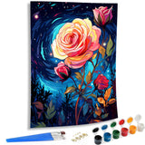 SKRYUIE Paint by Numbers Kits for Adults Rose, Acrylic Oil Flower Paint by Numbers for Adults Beginner Canvas with Brushes Paintwork Art Crafts for Home Decor 16x20 inch x8 SKRYUIE