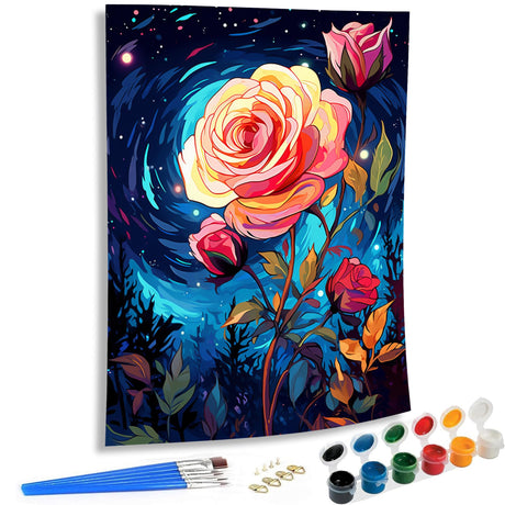 SKRYUIE Paint by Numbers Kits for Adults Rose, Acrylic Oil Flower Paint by Numbers for Adults Beginner Canvas with Brushes Paintwork Art Crafts for Home Decor 16x20 inch x8 SKRYUIE