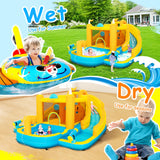 BOWTHY Ultra Inflatable Bounce House Water Slide,15x13FT Mega Water Park with Dual Slides,750W Blower,Climbing Wall,Splash Pool,Basket-Rim,Water Cannon,Great Party Gift for Kids Backyard BOWTHY