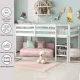 LoLado Twin Low Loft Bed Frame for Kids with Ladders and Guard Rails, Solid Wood Design in White LoLado