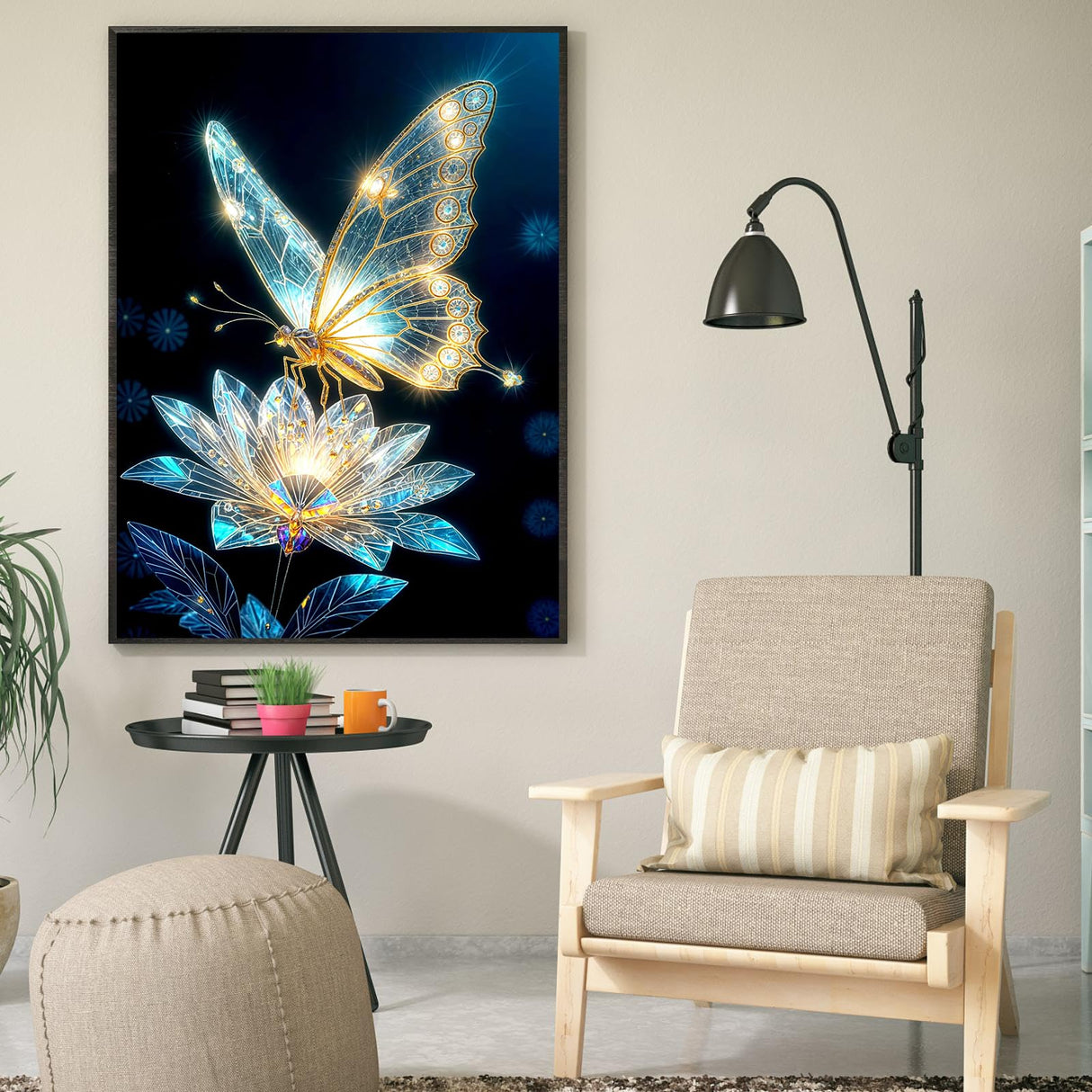 Diamond Art Kits for Adults, 5D Light and Butterfly DIY Diamond Painting Crafts for Home Wall Decor, Ideal Gifts for Art Lovers 12×16inch ILYUFO