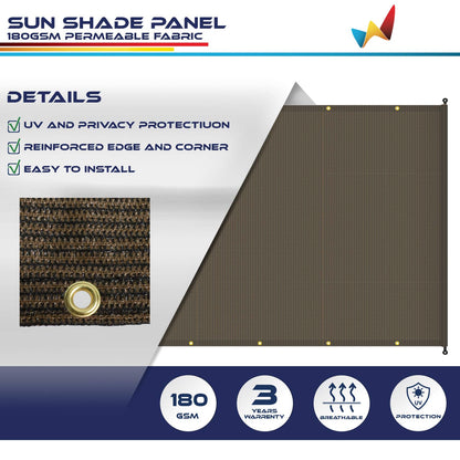 Windscreen4less 12'x18' Outdoor Pergola Replacement Shade Cover Canopy for Patio Privacy Shade Screen Panel with Grommets on 2 Sides Includes Weighted Rods Breathable UV Block Brown