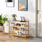 BMOSU 4-Tier Bamboo Shoe Rack Premium Stackable Shoe Shelf Storage Organizer for Hallway Closet Living Room Entryway Organizer (Natural Bamboo) BMOSU