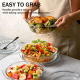 ZYER Round Glass Casserole Dish Set, Glass Casseroles Cookware with Glass Lid, Glass Casserole Dish With Lid(Set of 3-1L+1.4L+1.7L) ZYER