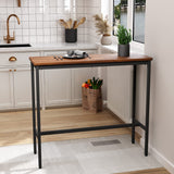 Awonde Rectangle Bar Table 41" Bar Height Pub Table Industrial Table for Kitchen Dining Room Living Room Entryway Sofa Console Table with Brown Wood Top Black Matel Frame Awonde