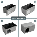 2-in-1 Hidden Cat Litter Box Enclosure – Modern Furniture with Litter Box Included, Odor-Control Tray, Toy Storage, and Waterproof Liner – for All Indoor Cat Breeds PATHOSIO PETS