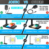 JOSTIC LED Desk Lamp with Wireless Charger, USB Charging Port, 10 Brightness, 5 Color Modes, Desk Lamps for Home Office, Dimmable Table Lamp Eye Caring Reading Light, Touch Control, Auto Timer, Black JOSTIC