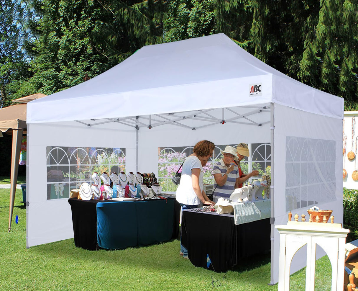 ABCCANOPY Outdoor Winter Gazebo 10x15, Premium Instant Pop Up Canopy Tent with Elegant Church Window,Snow and Rain Protection, Bonus Wheeled Bag,White ABCCANOPY