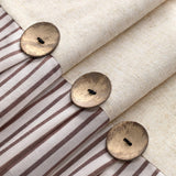 Awellife Linen Button Farmhouse Beige Shower Curtain,Linen and Cotton Woven Fabric,Pleated Brown Stripe,Country Style,72x72 Inch Awellife