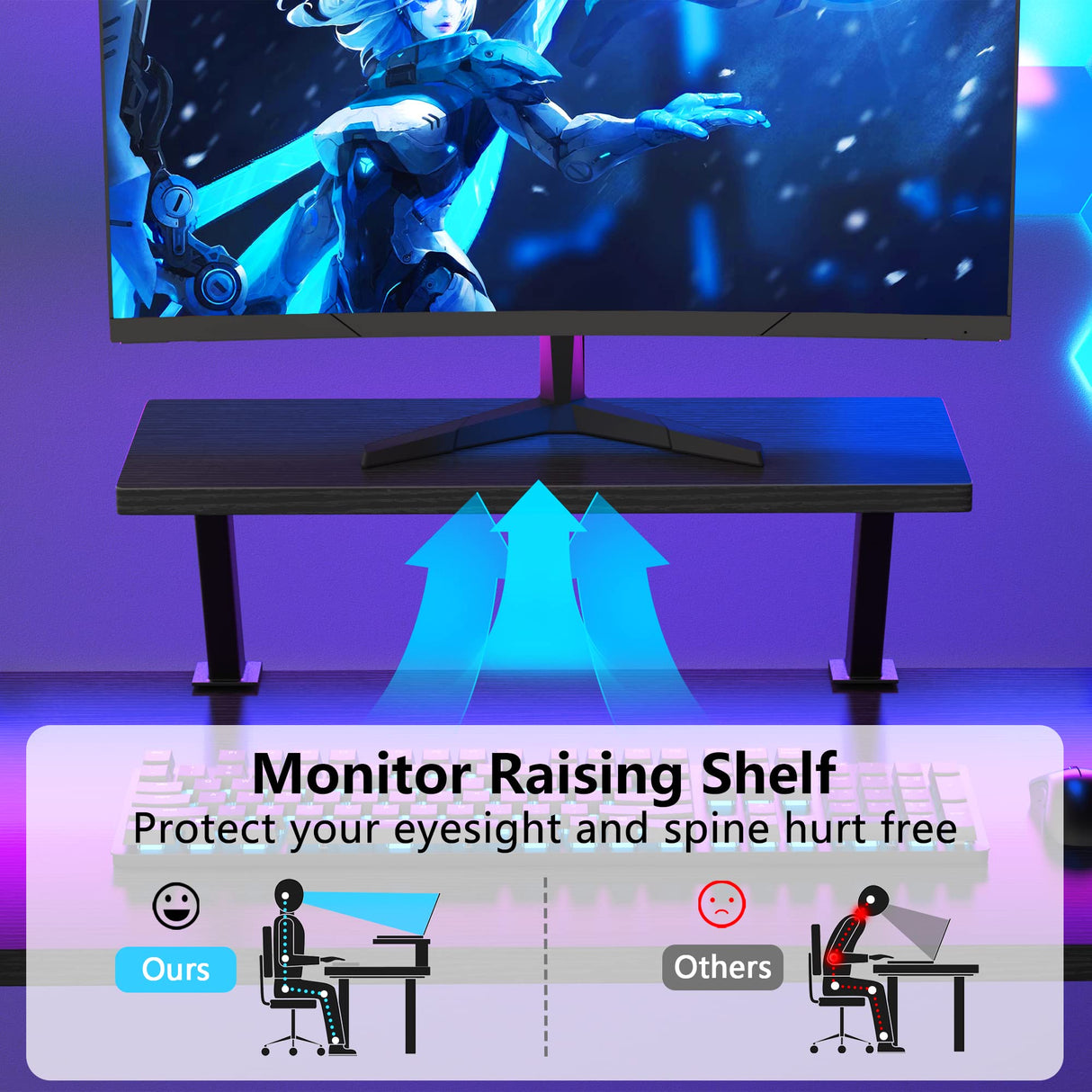 Mr IRONSTONE L Shaped Gaming Desk Corner Computer Desk, Home Office Desks Writing Workstation with Large Monitor Stand, Easy to Assemble (Black,51 Inch) Mr IRONSTONE