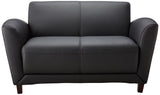 Lorell Accession Reception Loveseat, 55" x 22" x 31.25", Black Bonded Leather with Mahogany Legs Lorell