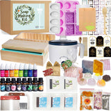 Soap Making Kit for Adults and Kids - Soap Making Supplies with Soap Melter, 5 lb Melt & Pour Soap Base, Soap Loaf Molds, Cutting Box, Silicone Molds, Essential Oil & Fragrances Beginner DIY Kits haclum