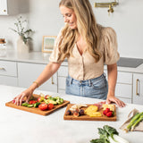 SMIRLY Wood Cutting Boards For Kitchen - Bamboo Cutting Boards For Kitchen Cutting Board, Bamboo Cutting Board Set, Chopping Board, Butcher Block, SMIRLY