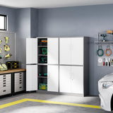 Letaya Metal Storage Cabinet with Lock Door, Adjustable Shelf Steel Cabinets for Office, Home,Pantry,Kitchen,Garage Utility Cabinet (4 Door-White&Gray) Letaya