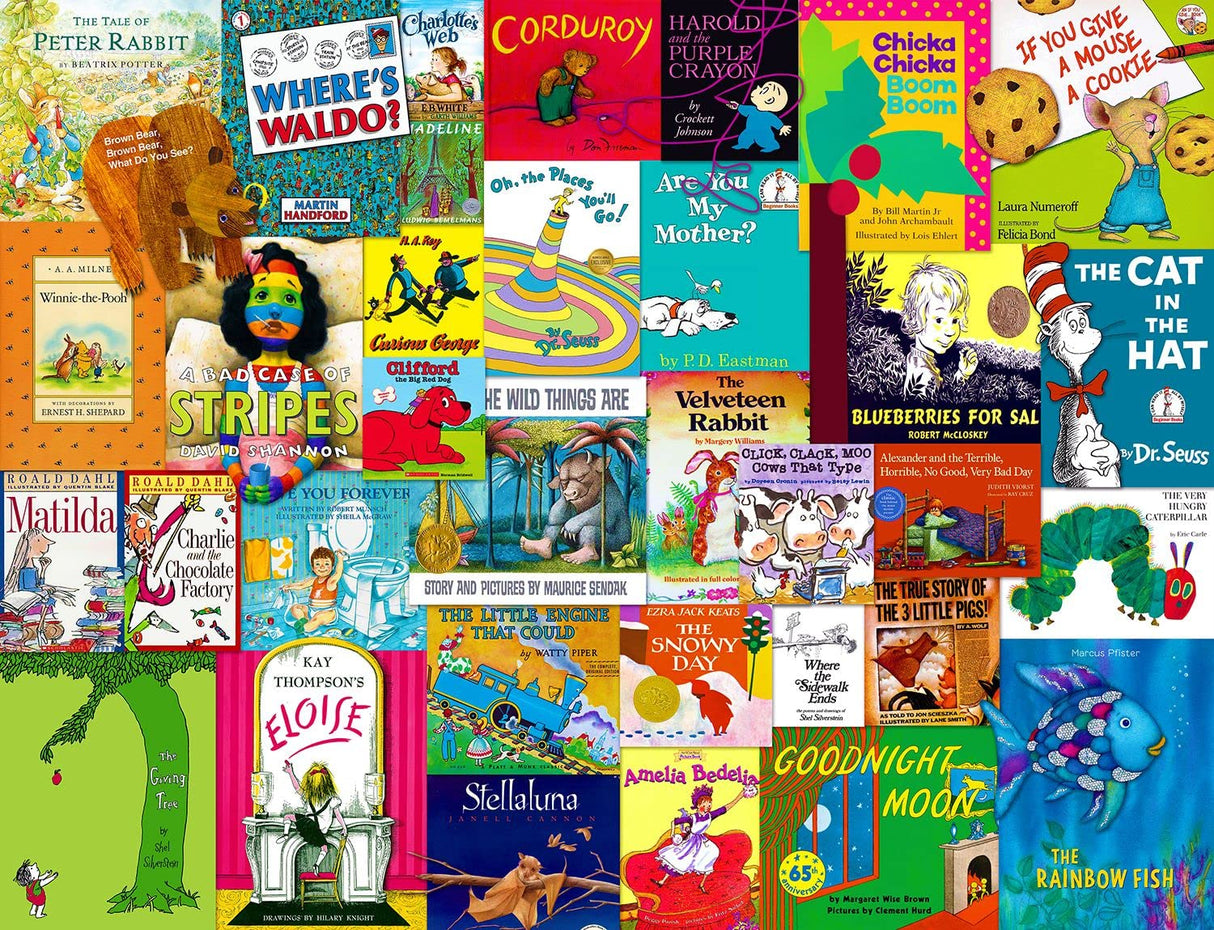Springbok - Childhood Stories - 400 Piece Jigsaw Puzzle Collage of Favorite Children's Books from The Past and Present Springbok