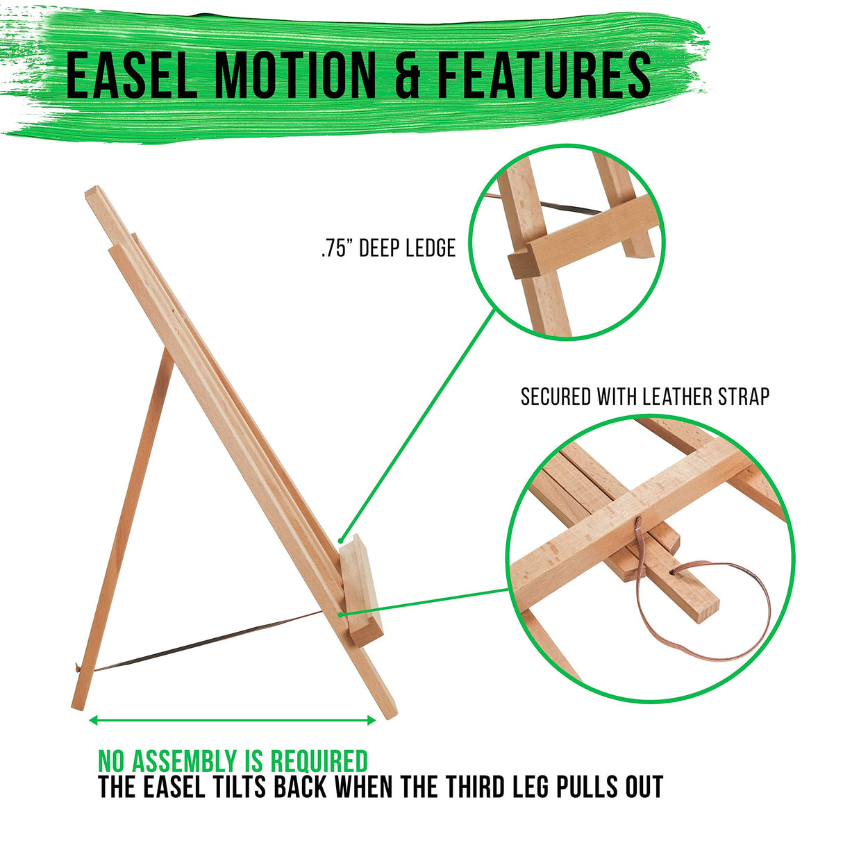 U.S. Art Supply 18" Large Tabletop Display Stand A-Frame Artist Easel - Beechwood Tripod, Painting Party Easel, Kids Students Classroom Table School Desktop - Portable Canvas Photo Picture Sign Holder U.S. Art Supply