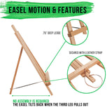 U.S. Art Supply 18" Large Tabletop Display Stand A-Frame Artist Easel - Beechwood Tripod, Painting Party Easel, Kids Students Classroom Table School Desktop - Portable Canvas Photo Picture Sign Holder U.S. Art Supply