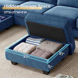 KKL Sectional Sofa Couch for Living Room, 106 Inches L Shaped Couch with Storage, 5 Seater Corduroy Home Sofas, Modern Couches with Chaise for Apartment, Sofas para Sala, Blue KKL