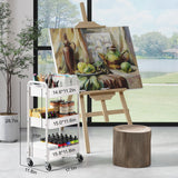 3 Tier Rolling Cart Metal, White Utility Cart with Lockable Wheels, Mesh Rolling Storage Cart Organizer on Wheels, Three Tiered Craft Cart for Kitchen, Bathroom, Office,Laundry Room, Art, Baby Diaper WBKATN