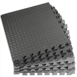 Xspec 1" Extra Thick 48 sq ft Reversible EVA Gym Foam Floor Mat Tiles (24" x 24"), Steel Pattern, 12 pcs, Black & Grey Xspec