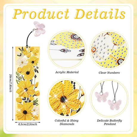4pcs Flower Diamond Art Bookmarks Kit Floral Diamond Bookmarks for Adults 5D DIY Diamond Art Kit for Spring Reading Lover Book Lover Students DIY Gem Crafts Gift Cumule