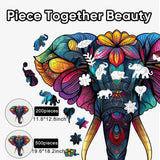 Ruikiyart Wooden Puzzles for Adults Mandala Elephant Jigsaw Puzzles 200Pcs Unique Shapes Colorful Animal Puzzles Fabulous Gift for Kids and Adults on Birthday,Thanksgiving,Christmas 11.8x12.8 Inches Ruikiyart