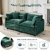 SoarFlash 71.6" Chenille Sectional Sofa, Comfy Modular Loveseat Sofa, Modern 2-Seat Couch Deep Seat Sofa Set for Living Room,Green SoarFlash