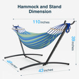 ANAGOO Double Hammock with Stand, 2 Person Hammock with Carrying Bag,Heavy Duty Portable,500 lb Capacity, Perfect for Both Indoors and Outdoors,Wide Blue ANAGOO