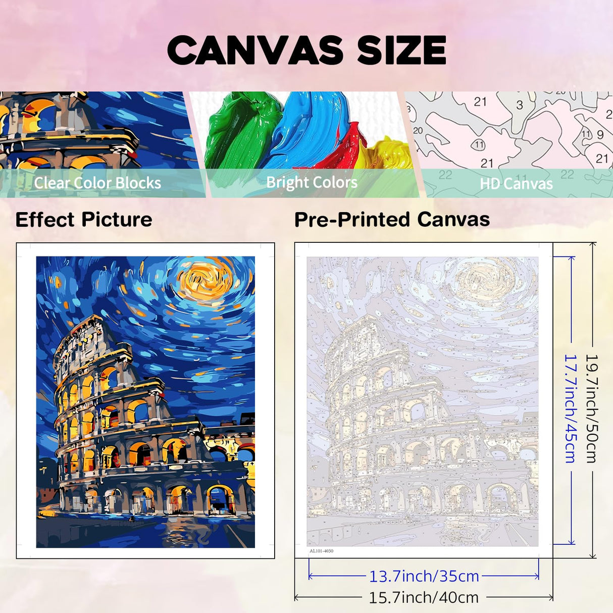 City Scenery Paint by Numbers Kit for Adults,Rome Canvas Paint by Numbers for Adults,DIY Oil Painting by Numbers Perfect for Gifts and Home Wall Decor 16x20inch PHANTASYART