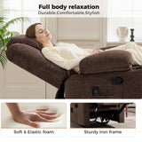 HAOMARKETS Classic Manual Recliner with Massage and Heat for Adults, Breathable Fabric Recliners with Two Cup Holders, Overstuffed Heavy Duty Reclining for Living Room, Brown HAOMARKETS