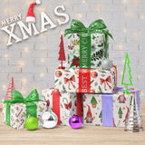 GIOLNIAY Candy Canes Christmas Wrapping Paper for Kids Adults - Holiday Gift Wrap Red Bows, Candy Canes & Ornaments - 4 Jumbo Sheets, 28" x 40" Each (31 sq. ft ttl), Easy to Store GIOLNIAY