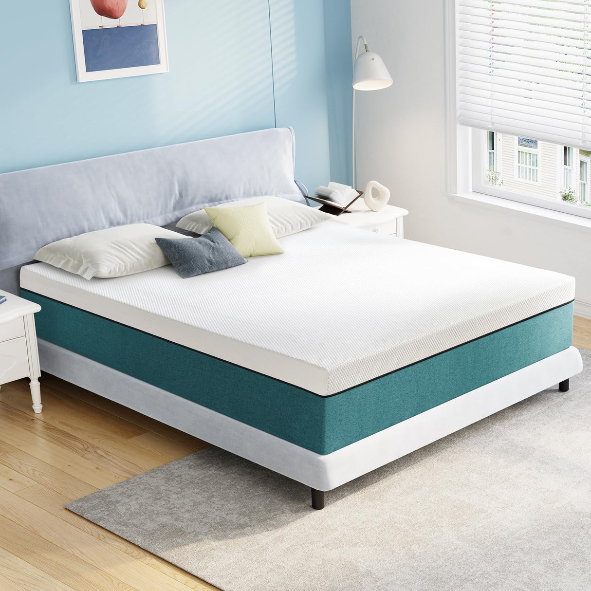 Lukace Twin Mattress,8 Inches Twin Size Memory Foam Mattress in a Box with Pressure Relief Sleep,No Fiberglass,Blue,39" X 75" X 8" Lukace