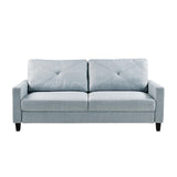 Serta® Lindbergh 70.5" Modern Transitional Sofa, Tufted Back Cushion, Square Track Arms, Solid Wood Legs, Dream Coil® Comfort, Woven Polyester Fabric, Light Gray Serta