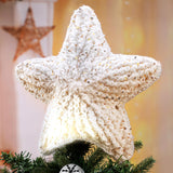 Syhood 10 Inch Star Christmas Tree Topper Crochet Star Farmhouse Holiday Xmas Decor for Christmas Tree Topper Ornament Party Decoration Syhood