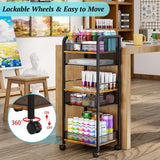5-Tier Metal Rolling Utility Cart with Drawer, Craft Storage Cart with DIY Divider and Lockable Wheel, Versatile Paint Brush Holder & Paint Organizer & Craft Organizers and Storage for Drawing Room Simple Serenity
