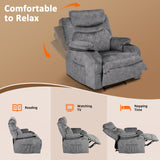 Comermax Fabric Massage Recliner Chairs with Heat Massaging Manual Reclining Chair Overstuffed Heated Recliners with Cup Holders for Adults Grey Comermax