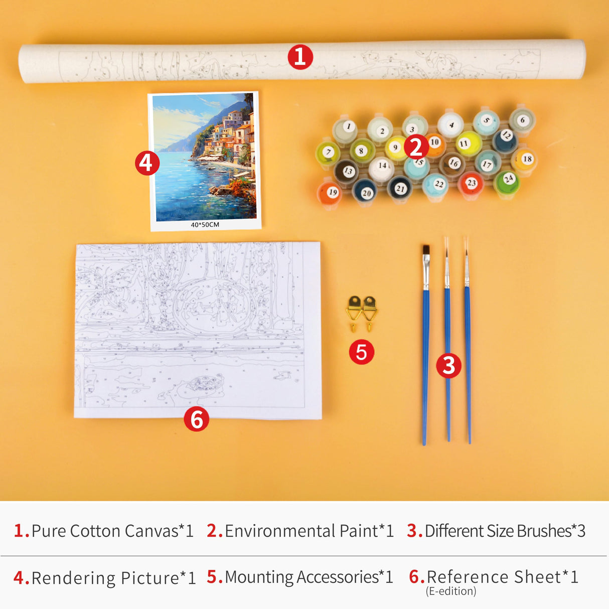 TUMOVO Italy DIY Paint by Numbers for Adults Beauty Seaside Paint by Number Mediterranean Cityscape Acrylic Paint by Numbers Kits on Canvas Amalfi Coast Oil Painting for Adults 16"x20"(Frameless) TUMOVO