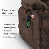 MCombo Dual Motor Power Lift Recliner Chair with Massage and Heat for Elderly People, Infinite Position, USB Ports, Cup Holders, Fabric 7890 (Medium, Mocha) MCombo