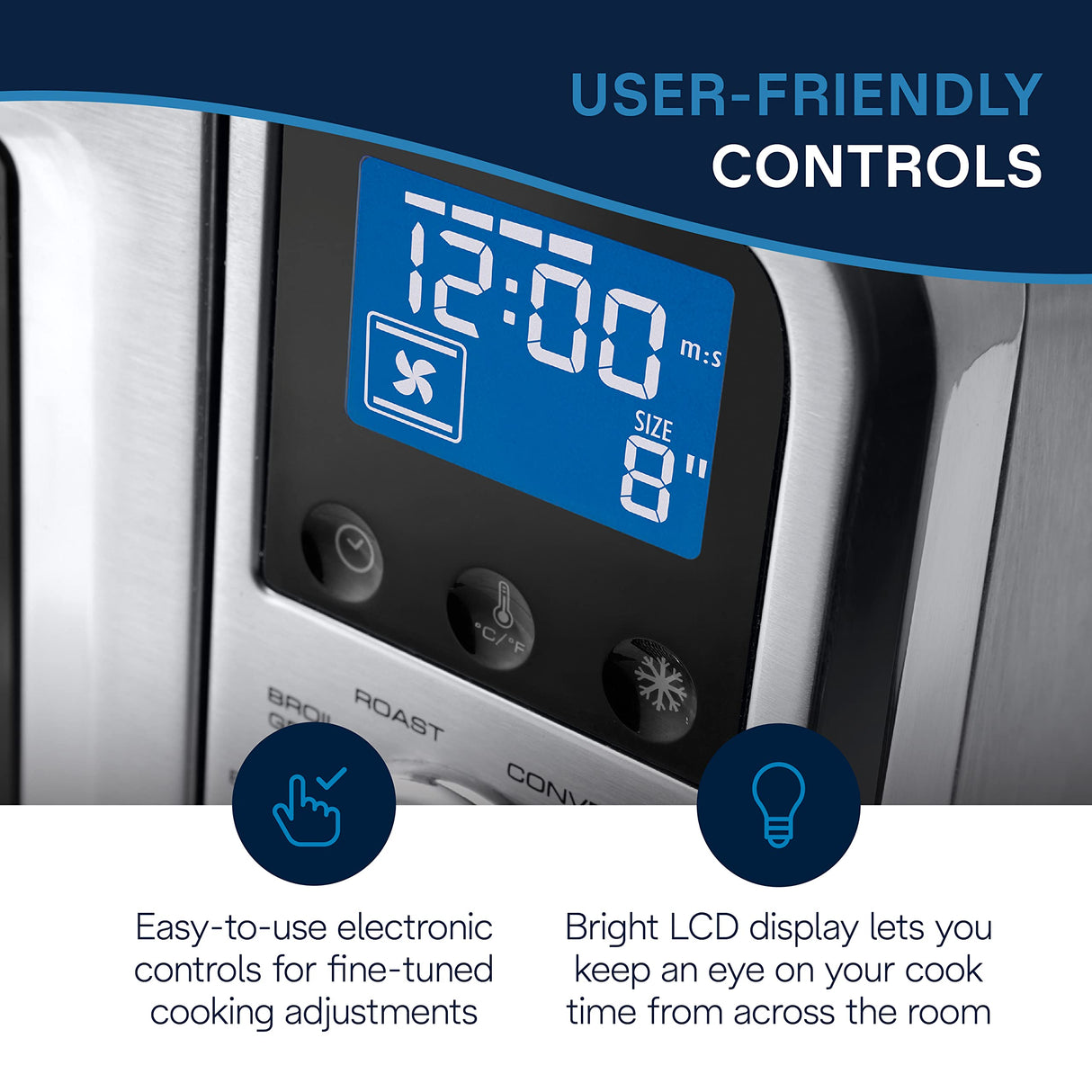 De'Longhi Air Fry Oven, Premium 9-in-1 Digital Air Fry Convection Toaster Oven, Grills, Broils, Bakes, Roasts, Keep Warm, Reheats, 1800-Watts + Cooking Accessories, Stainless Steel, 14L, EO141164M De'Longhi