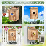 Gtongoko Bird Houses for Outside Clearance 1-3/5” Entrance Hole Wood Blue Birdhouses for Outdoors with Air Vents Easy to Clean Carbonized Wooden Nesting Box for Cardinals Swallows Finches Chickadee Gtongoko
