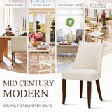 COLAMY Upholstered Dining Chairs Set of 6, Mid Century Modern Kitchen Chairs with Back, Farmhouse Fabric Side Dining Room Chairs with Wood Legs for Dining Room Restaurant, Beige COLAMY