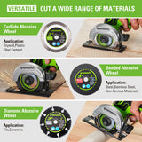 Greenworks 24V Brushless Cordless Compact Cut-Off Tool Bare Tool, With Extra 3 in. Cut-Off Wheels (3-Pack) Greenworks