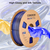 Comgrow Silk PLA 3D Printer Filament, Dual Color 2 in 1 Golden and Blue, 3D Printing PLA Filament 1.75mm, Dimensional Accuracy +/- 0.02 mm, 1KG Spool, Coextrusion Shiny Silk 3D Filament Comgrow