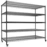 AIRAJ 60” W Storage Shelves Heavy Duty | 5 Tier Wire Shelving | 3500 LBS Metal Shelving | Garage Shelving Units and Storage | Rolling Wire Rack with Wheels | Adjustable Layer Height | 60”W×24”D×72” H AIRAJ
