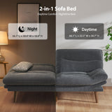 Pipishell Futon Sofa Bed, Corduroy Futon with Adjustable Backrest and Armrests, Convertible Futon Sofa Couch with Wood Frame for Small Spaces, Living Room or Office,Gray Pipishell