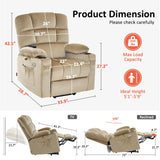 MCombo Dual Motor Power Lift Recliner Chair with Massage and Heat for Elderly People, Infinite Position, USB Ports, Cup Holders, Fabric 7679 (Medium, Beige) MCombo