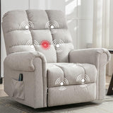 ANJ Oversized Rocker Recliner Chair with Massage and Heat, Manual Overstuffed Swivel Recliners for Big Man, Large Glider Rocking Reclining Chairs for Nursery, Living Room, Cream White ANJ
