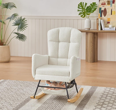 oaaktu Nursery Rocking Chair,Upholstered Glider Rocker with High Backrest for Living Rooms, Bedrooms, Offices (22A)